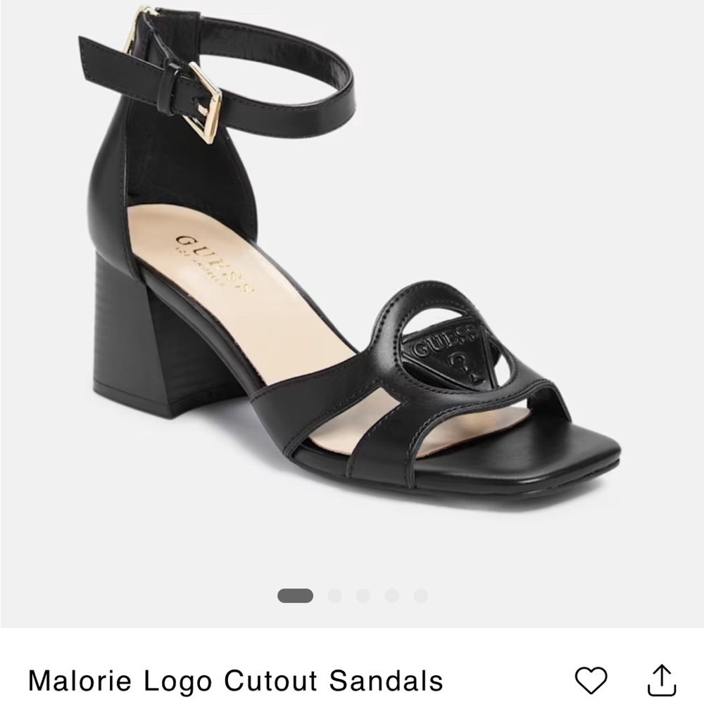 GUESS Black Logo Cutout Block Heel Sandals